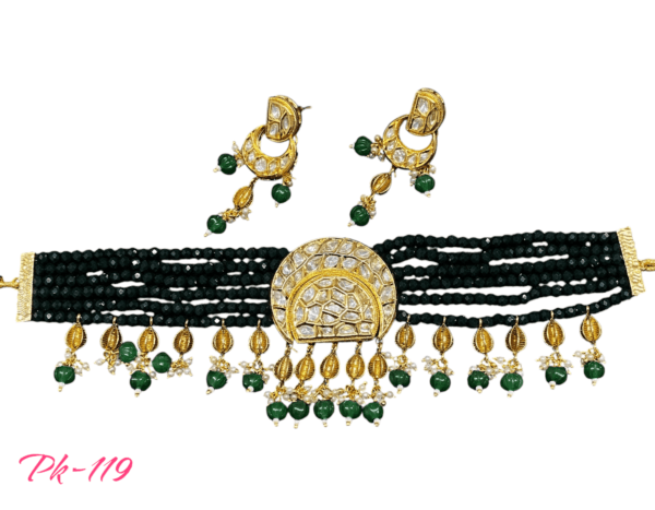 chokers & prime Kundan Beads Necklace Set - Image 2