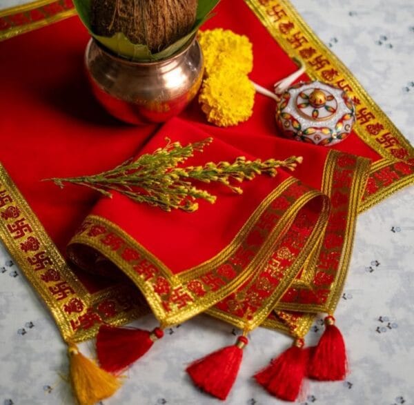 Premium Red Velvet Pooja Aasan Cloth - Image 2