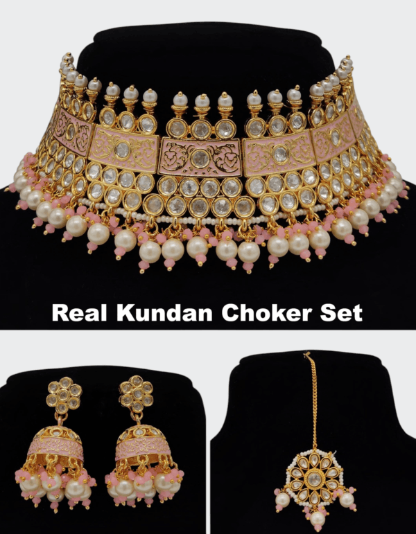 chokers & prime Kundan Beads Necklace Set