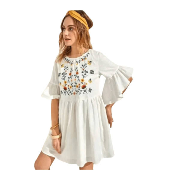 White embroidery short top