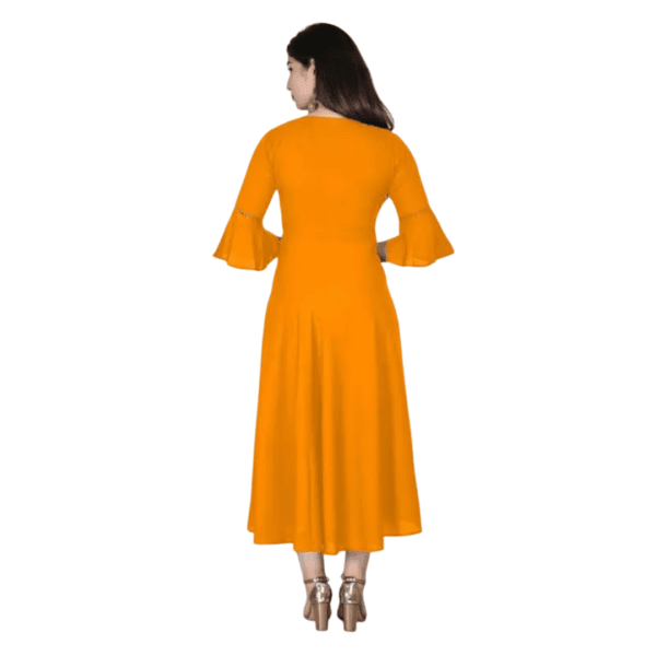 Women's Solid Round Flared Bell Sleeves Kurti - Image 5