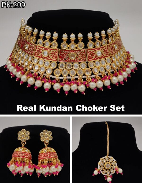 chokers & prime Kundan Beads Necklace Set - Image 2
