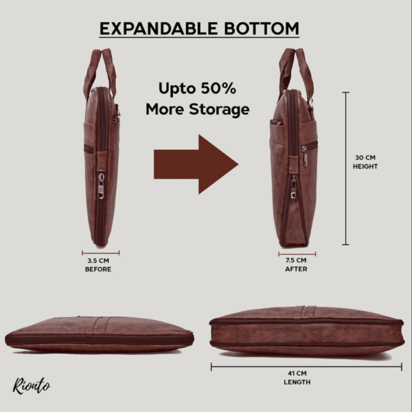 Leather Expandable Laptop Bag - Image 4